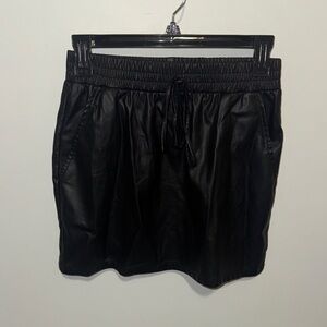 Unlisted Black Faux Leather Drawstring Mini Skirt